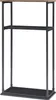 A freestanding metal firewood rack with a wooden top shelf. Produktbild-Vorschau