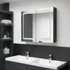 vidaXL LED zrcadlová skříňka do koupelny lesklá černá Náhled obrázku produktu 2