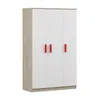 Kinder-Kleiderschrank 120 cm – Sonoma/Weiß mit rote Griffe, Produktbild-Vorschau 3
