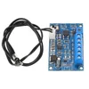 A blue circuit board with a black cable and a silver sensor attached. Voir les images du produit