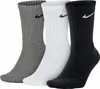 Three pairs of Nike crew socks in gray, white, and black. Náhled obrázku produktu