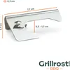 A metal bracket with measurement indicators and a logo. Produktbild-Vorschau