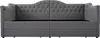 A front view of a gray upholstered daybed with a tufted headboard and two drawers at the base. Anteprima dell’immagine prodotto