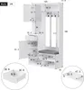 A technical diagram of a white wardrobe with dimensions indicated by numbers and lines. Voir les images du produit
