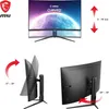 Collage of images showing a curved MSI gaming monitor and its adjustable stand. Produktbild-Vorschau