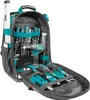 A Makita tool backpack filled with various tools, including a drill, screwdrivers, and a level. Anteprima dell’immagine prodotto