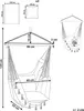 Diagram showing the dimensions and specifications of a hanging chair. Náhled obrázku produktu