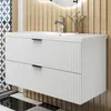 AICA Waschbeckenunterschrank Weiß Matt 100cm Mineralguss Produktbild-Vorschau 1