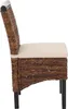 Side view of a woven dining chair with a beige cushion. Produktbild-Vorschau