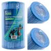A collage of a pool and spa filter cartridge, with close-up views of the ends. Produktbild-Vorschau