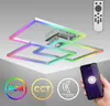 A modern ceiling light with RGB and CCT lighting, controlled by a smartphone app and remote control. Produktbild-Vorschau