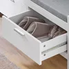 Geöffneter Schubfach der SoBuy Schuhbank FSR74-W mit beigen Hausschuhen Produktbild-Vorschau