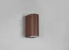 A brown outdoor wall light mounted on a light gray wall. Voir les images du produit