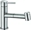A studio shot of a stainless steel kitchen faucet with a pull-out spray head. Produktbild-Vorschau