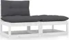 vidaXL 2 tlg. Garten Lounge Set mit Kissen Weiß Kiefer Produktbild-Vorschau 2
