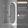 Diagram showing the installation process of a wall-mounted mirror with LED lighting. Podgląd zdjęcia produktu