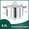 TEAMFAR Kochtopf 24cm 5,7L Edelstahl Nudeltopf Induktion Produktbild-Vorschau 2