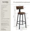 A diagram showing the dimensions of a bar stool, with accompanying text detailing measurements and technical specifications. Náhled obrázku produktu