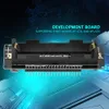 A close-up marketing image of an electronic development board with text overlays. Produktbild-Vorschau