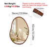 A mirror with dimensions and weight information displayed. Produktbild-Vorschau