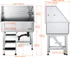 A diagram showing the dimensions of a stainless steel pet grooming tub. Podgląd zdjęcia produktu