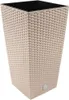 A tall, square planter with a woven texture. Náhľad obrázku produktu