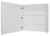 An open white medicine cabinet with glass shelves. Produktbild-Vorschau