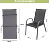 A size chart showing dimensions for a chair and a cushion. Produktbild-Vorschau