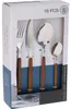 Besteckset 16-teilig Stahl silber Holzoptik für 4 Personen Produktbild-Vorschau 2