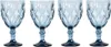 Four blue wine glasses with a diamond pattern are arranged in a row against a white background. Podgląd zdjęcia produktu