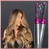 A woman with long, wavy blonde hair is shown next to two hair styling tools. Produktbild-Vorschau
