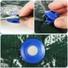 A collage showing how to attach a grommet to a tarp. Produktbild-Vorschau