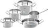 A set of stainless steel cookware arranged on a white background. Produktbild-Vorschau