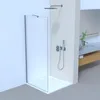 A modern bathroom with a glass shower enclosure and a wall-mounted shower fixture. Produktbild-Vorschau
