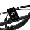 A close-up view of an electric bicycle's handlebar display. Produktbild-Vorschau