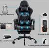 A collage showcasing features of a black gaming chair with various callouts and diagrams. Produktbild-Vorschau