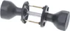 A black door knob set with a connecting spindle and mounting plates, shown against a white background. Podgląd zdjęcia produktu
