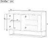 A technical drawing of a sideboard with dimensions indicated. Náhled obrázku produktu