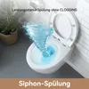 A toilet with water swirling in a vortex, illustrating a powerful flush. A plant is visible in the background. Náhled obrázku produktu