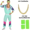 80 er Jahre Trainingsanzug Proll in türkis + Goldkette + Produktbild-Vorschau 1