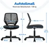 Diagram showing the dimensions and specifications of a black office chair. Podgląd zdjęcia produktu