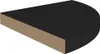 A 3D render of a black corner shelf with a brown edge. Náhľad obrázku produktu
