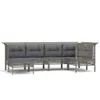 vidaXL 6 tlg. Garten Lounge Set mit Kissen Grau Poly Rattan Produktbild-Vorschau 3