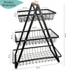 DECCARO cesto di frutta etagere, 3 livelli, nero, grande Anteprima dell’immagine prodotto 4