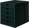 A black drawer unit with five drawers is shown from a three-quarter angle against a white background. Voir les images du produit