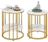 HOMCOM Couchtisch rund 2er Set Beistelltisch mit Ablage Produktbild-Vorschau 1