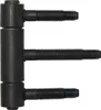 A black metal hinge with three threaded bolts is shown against a white background. Produktbild-Vorschau