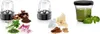 A collage of three images showing a blender attachment with various ingredients and a finished pesto sauce. Podgląd zdjęcia produktu