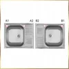 Two stainless steel kitchen sinks side-by-side, with labels A1, A2, B2, and B1 pointing to different parts of the sinks. Náhľad obrázku produktu