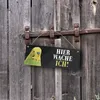 Metallschild mit Wellensittich grün Motiv und Spruch: Hier Produktbild-Vorschau 3